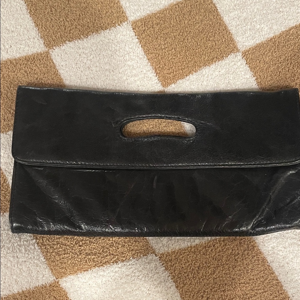 HOBO Black Leather Wristlet Clutch